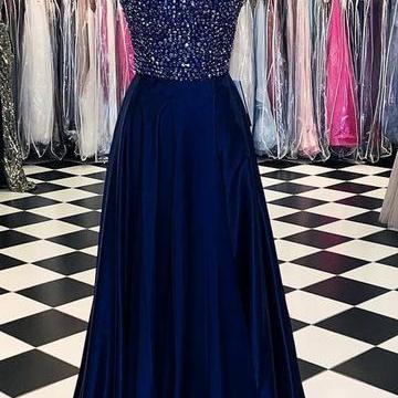 Charming Beaded Prom Dresses, A-line Long Prom..
