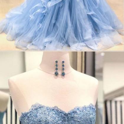 Chic Prom Dresses Sweetheart Sky Blue Ruffles..
