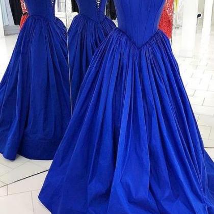 Off The Shoulder Royal Blue Ball Gown Prom Dress..