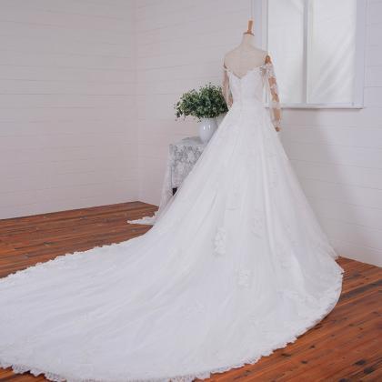 White/ivory Lace Wedding Dress Handmade Chiffon..