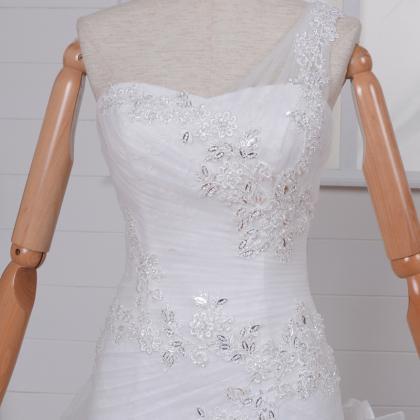 Beautiful One Shoulder Wedding Dresses Sweetheart..