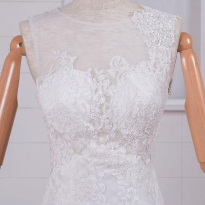 Tulle And Organza A-line High Neck Wedding Dress..