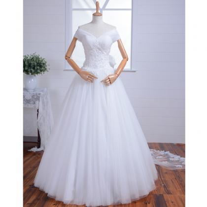 Romantic Wedding Dresses Cap Sleeves Wedding Dress..