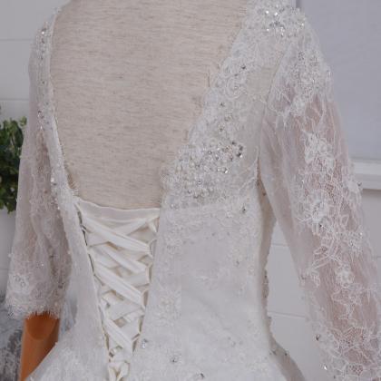 Most Beautiful Long Sleeve Illusion Back A-line..