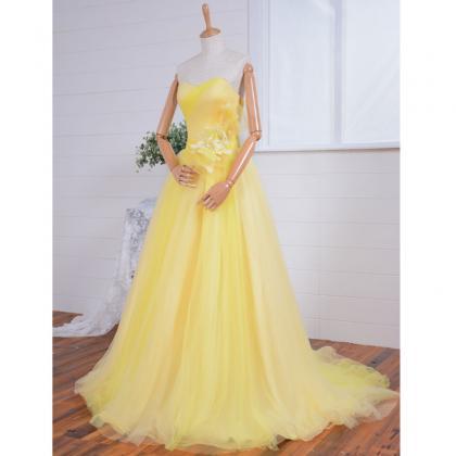 2015 Yellow/blue Sweetheart A-line Long Tulle..