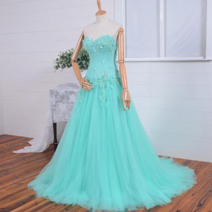 Sky Blue Sweetheart Long Prom Dress Fashion..