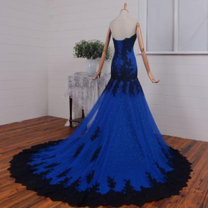Royal Blue Prom Dress Classical Ball Gown Design..