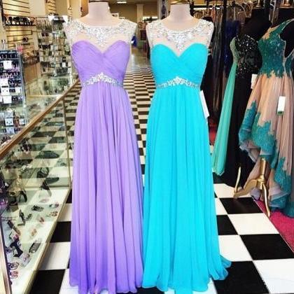 2016 Chiffon Illusion Pleated Bodice Prom Dress..