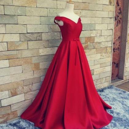 2016 Satin Prom Dresses,red Prom Dresses,off..