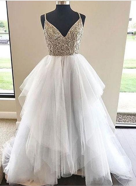 long white beaded prom dress Ashley Lauren 11359 Formal Dresses White 10 / White