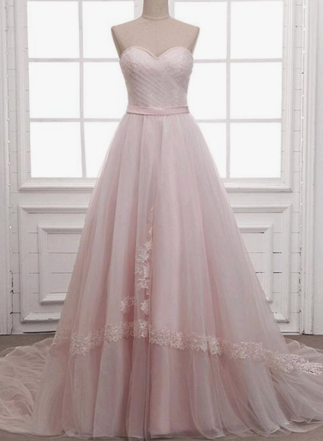 Tulle Sweetheart Neckline A-line Wedding Prom Dress