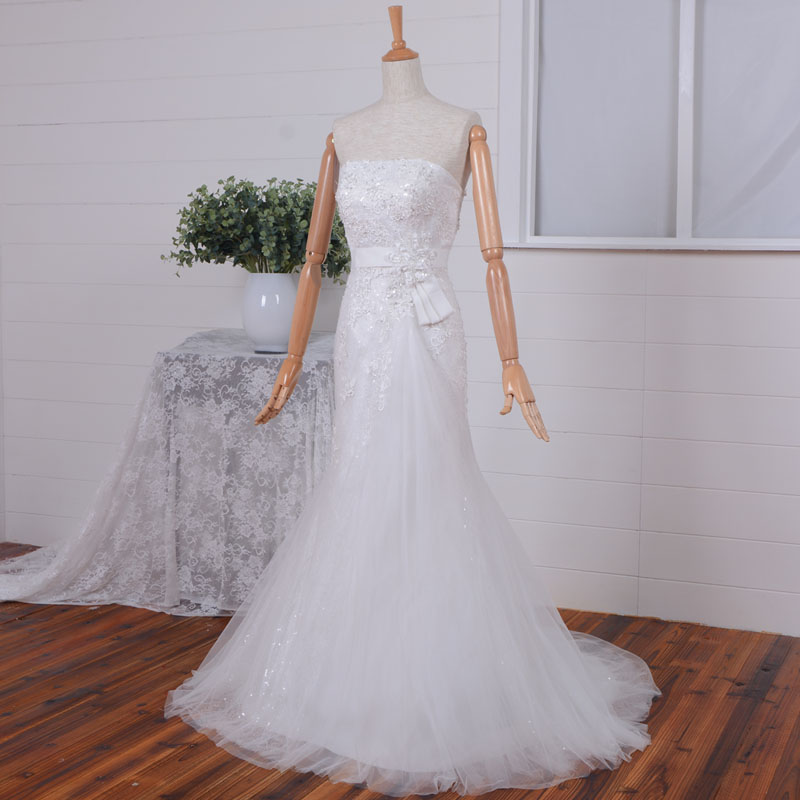 2015 Empire Waist Wedding Dress/strapless Wedding Dress/sweetheart Wedding Dress/sequin Wedding Dress/a-line Wedding Dress/long Dress