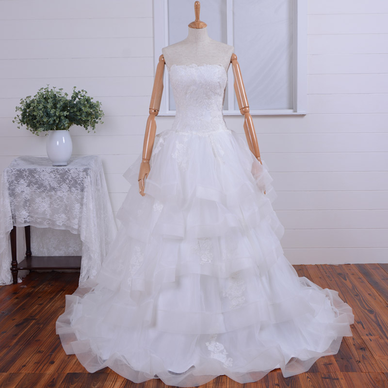 Beautiful Applique Organza Layer Wedding Dresses,wedding Gown ,organza Wedding Dress/ivory Wedding Dresses