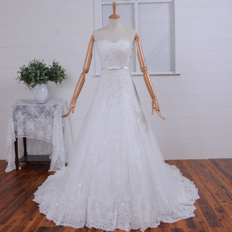 Strapless Applique A-line Tulle With Jacket Lace Up Wedding Gown And Wedding Dresses