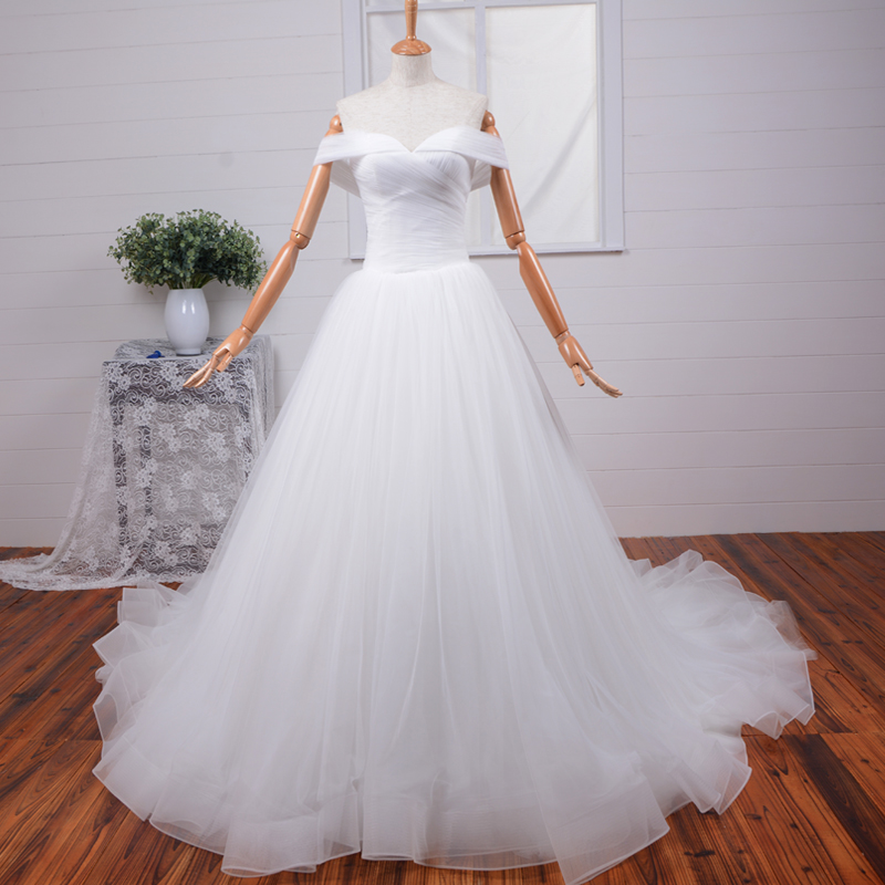 Vintage White/Ivory Cap Sleeve Sweep Train Wedding Dress Handmade Tulle Ruffles A-line Bridal Gown