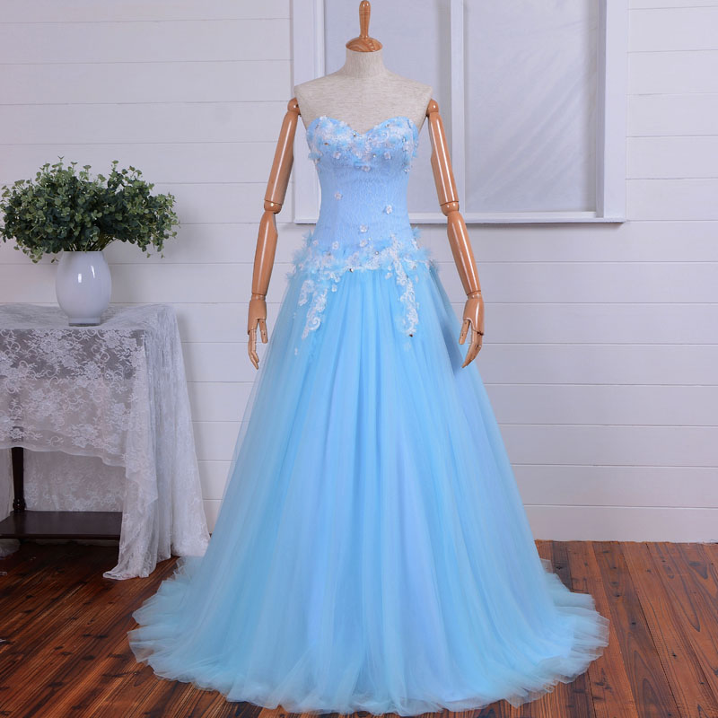 Sky Blue Sweetheart Long Prom Dress Fashion Bridesmaid Dress/ Years Dress Wedding Party/ Party Dress Homecoming/evening Dress