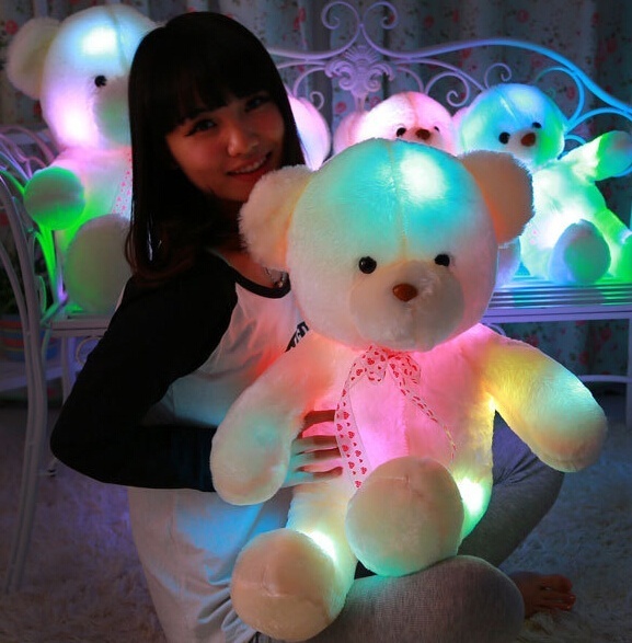 Led Light Teddy Bear Plush Toys Flash Shining Toys White And Beige Kids Friends Gifts Christmas Birthday