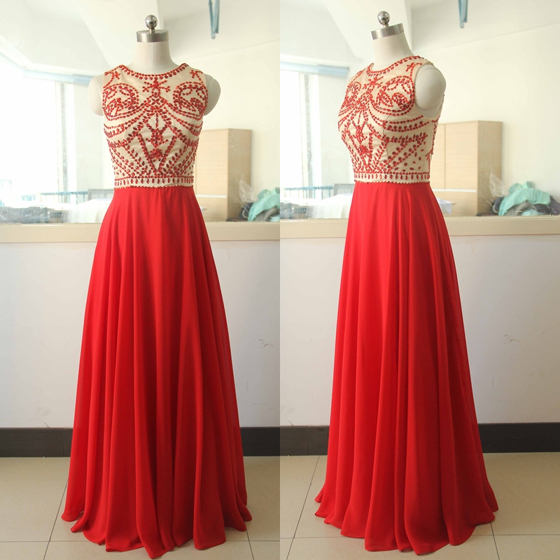 2016 Beaded Long Prom Dresses Formal Wear Evening Party Dress