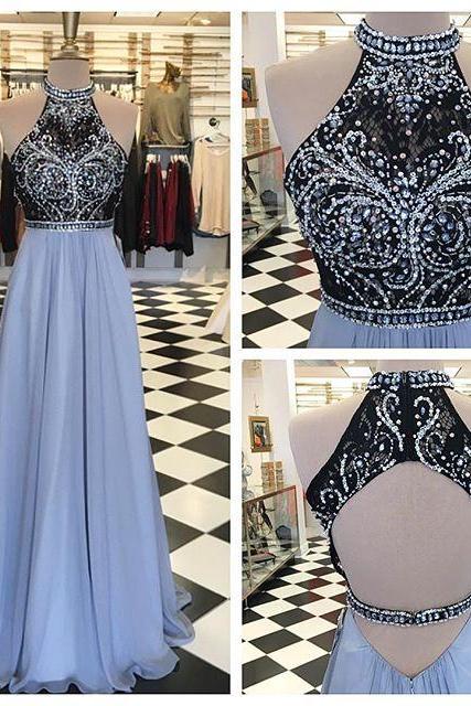 New Arrival Prom Dress,Backless Prom Dresses,2017 Sexy Halter Prom Dress,Long Evening Dress