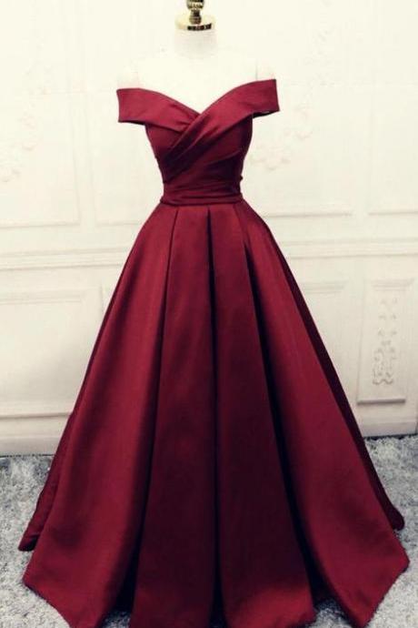 Burgundy Prom Dresses,Ball Gowns Prom Dress,Satin Evening Gowns