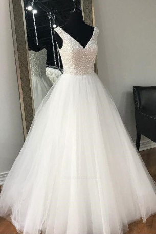 Custom Made Comfortable White prom dress