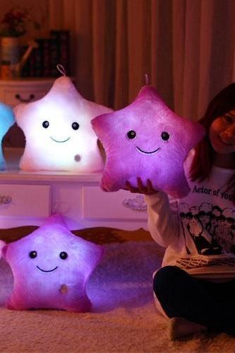 40*35CM 1pcs Stuffed Dolls LED Stars Light Colorful Pillows Popular Plush Toys for Kids