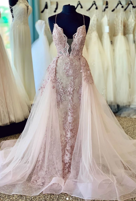Long Pink Lace and Tulle Prom Dress Backless Formal Evening Dress,DP0140